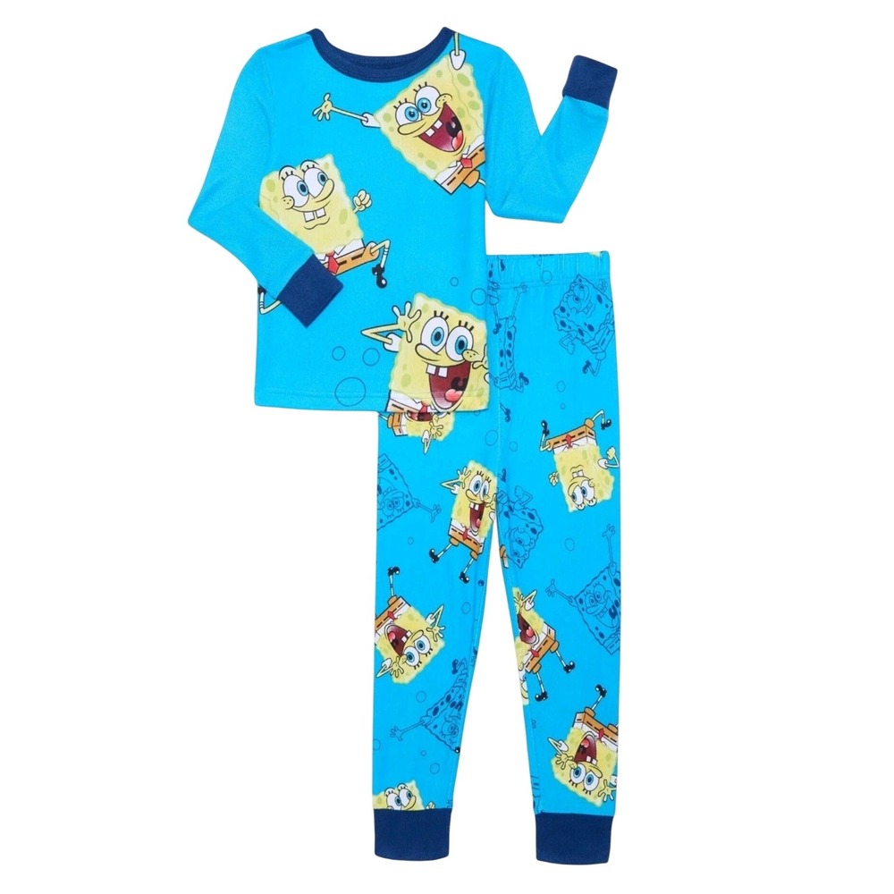 NWT Spongebob Squarepants Boys Pajamas Set Size‎ 4 Blue Long Sleeve Cartoon Gift